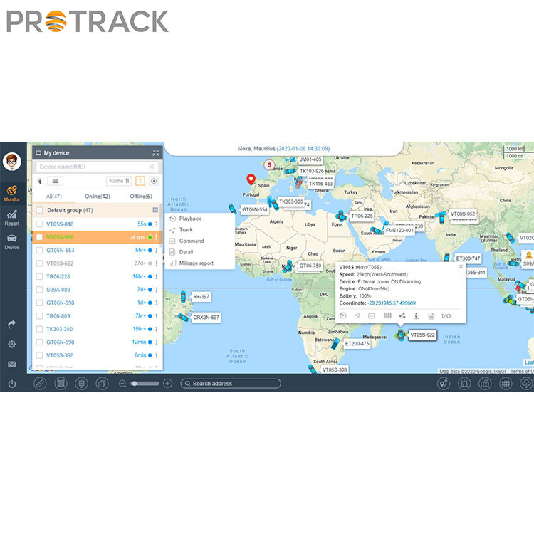 Демонстрацията на празен ход на двигателя на платформа Protrack